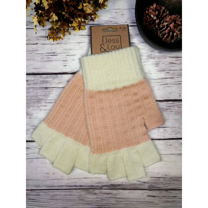 Jess & Lou – wholesale Gloves – Women's – Colour Block Fingertip-less Gloves 1