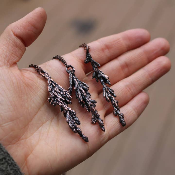 Gratefully Dreaming - Wholesale Pendant/Charm Necklace - Real Juniper Sprig Branch Necklace1
