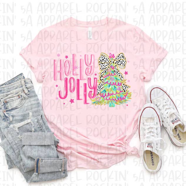 Holly Jolly Penseldrag Träd T-shirt för wholesale av Rockin’ 5A Apparel