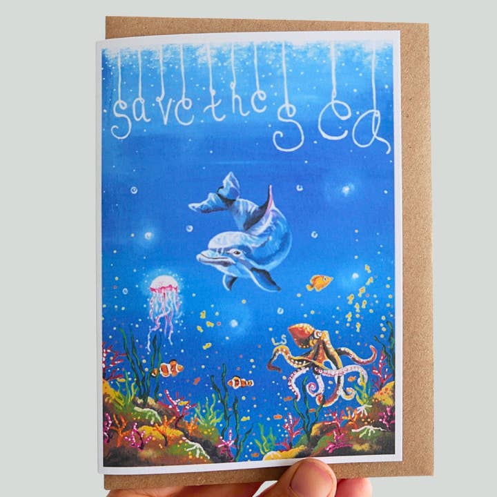 Greetings Card 'Dolphin' Live Gently Collection for wholesale by ReKINDle By Lisa