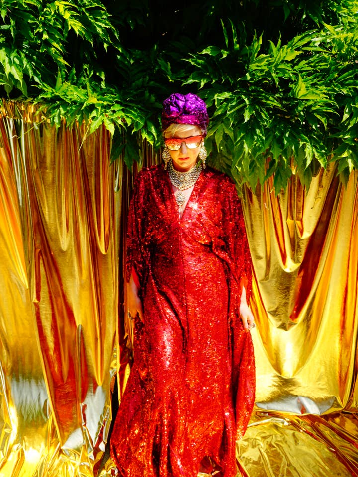 Fumbalinas – wholesale Kaftan – Women's – Red Holographic Sequin Maxi Kaftan Gown / Kimono Robe25