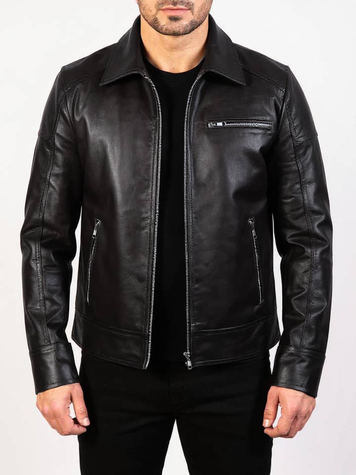 The Panther - Country Rogue Minimalist Black Leather Jacket for wholesale by Country Rogue