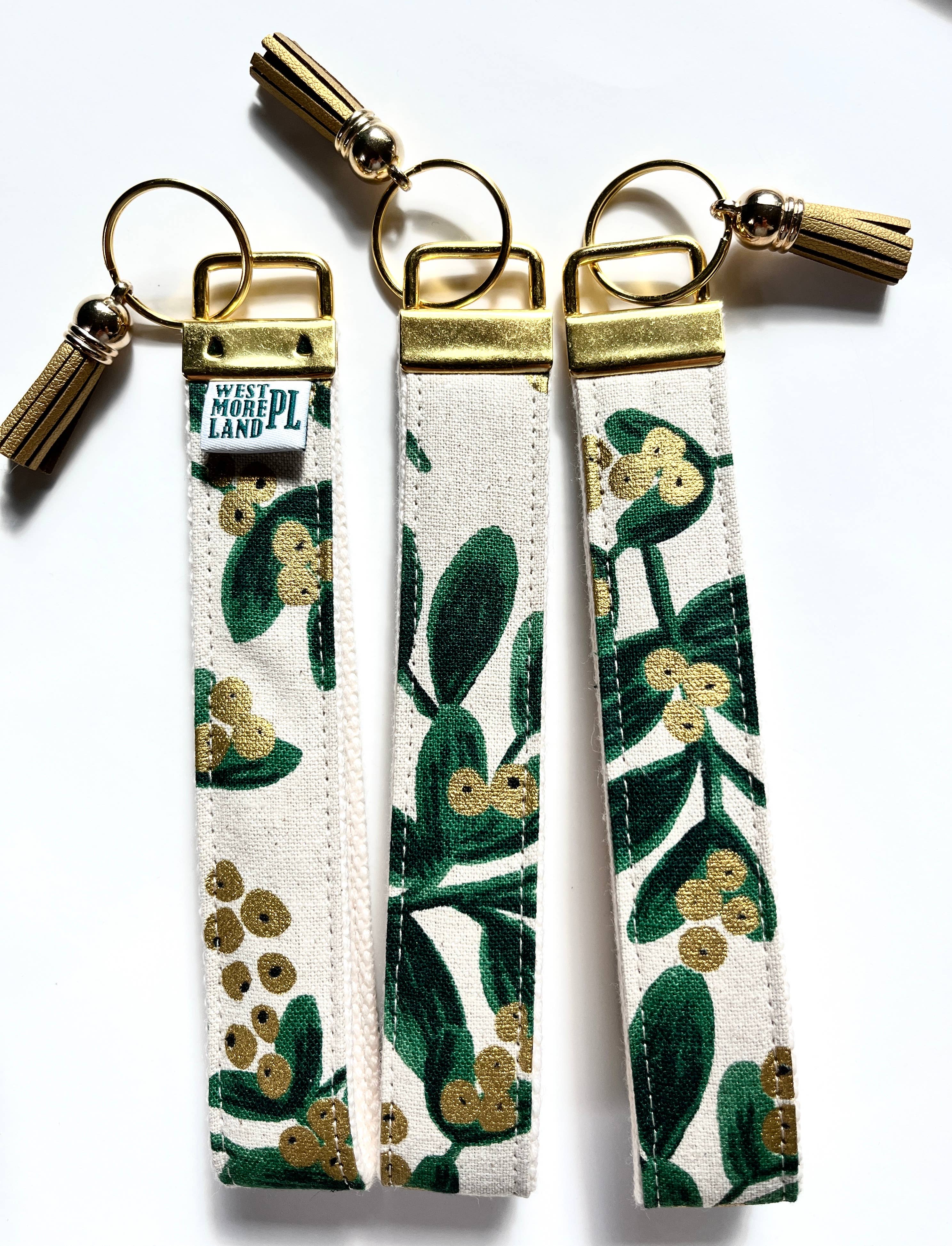 Westmoreland Place - Wholesale Keychain - Women's - Limited Winter Edition - Greenery & Gold Key Fob Wristlet6