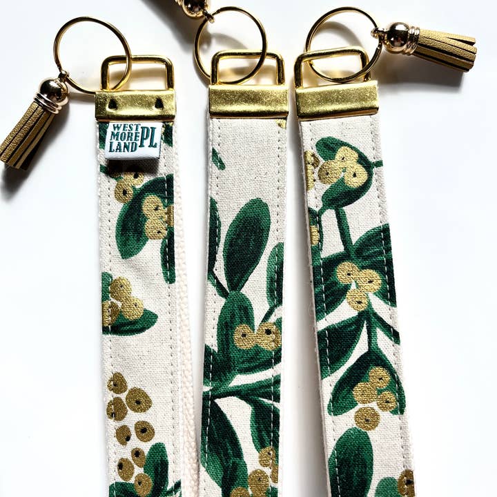 Westmoreland Place - Wholesale Keychain - Women's - Limited Winter Edition - Greenery & Gold Key Fob Wristlet6