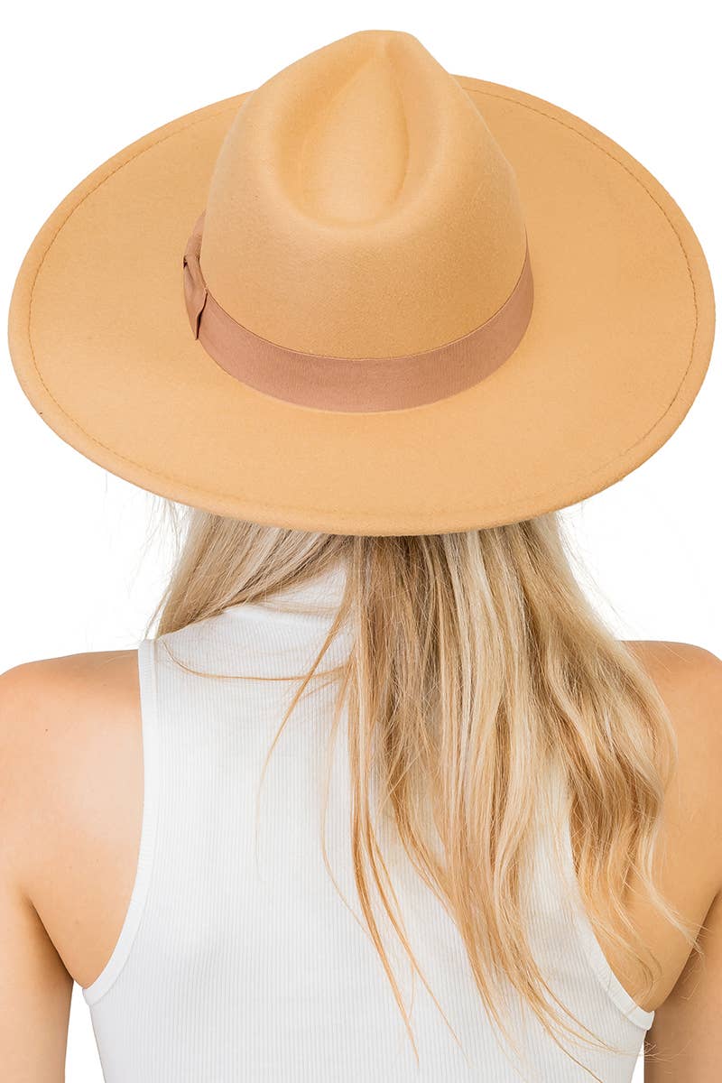 Cap Zone - Vente Chapeau en feutre – unisexe - Chapeau d'éleveur en feutre monochrome à large bord et nœud plat8