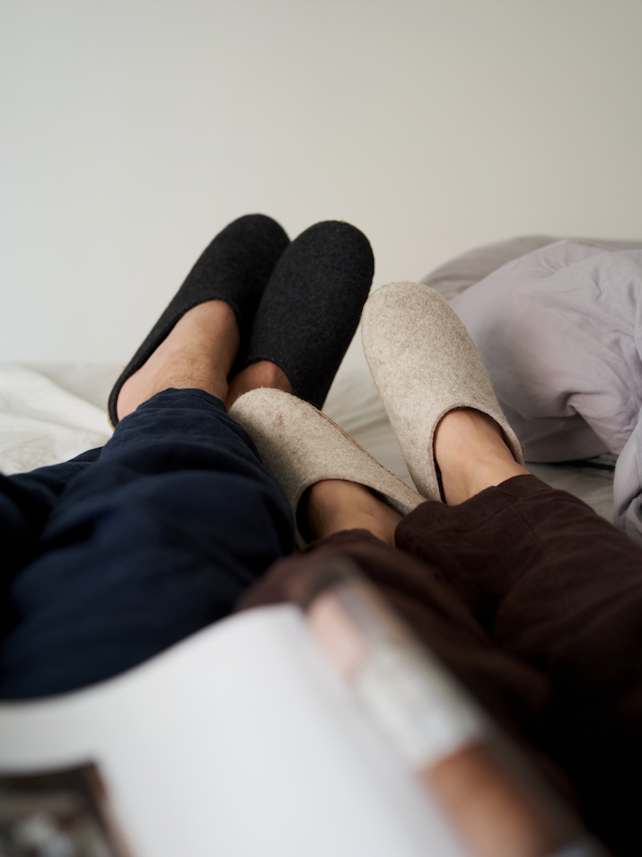 The Cozy Sheep - Wholesale Slides - Women's - Felted slippers with leather sole — Dark grey5