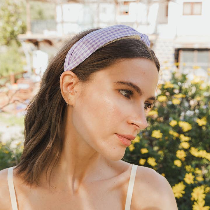 Leto Accessories - Wholesale Fashion Headband - Women's - Gingham Pique Woven Knot Headband 🌼1