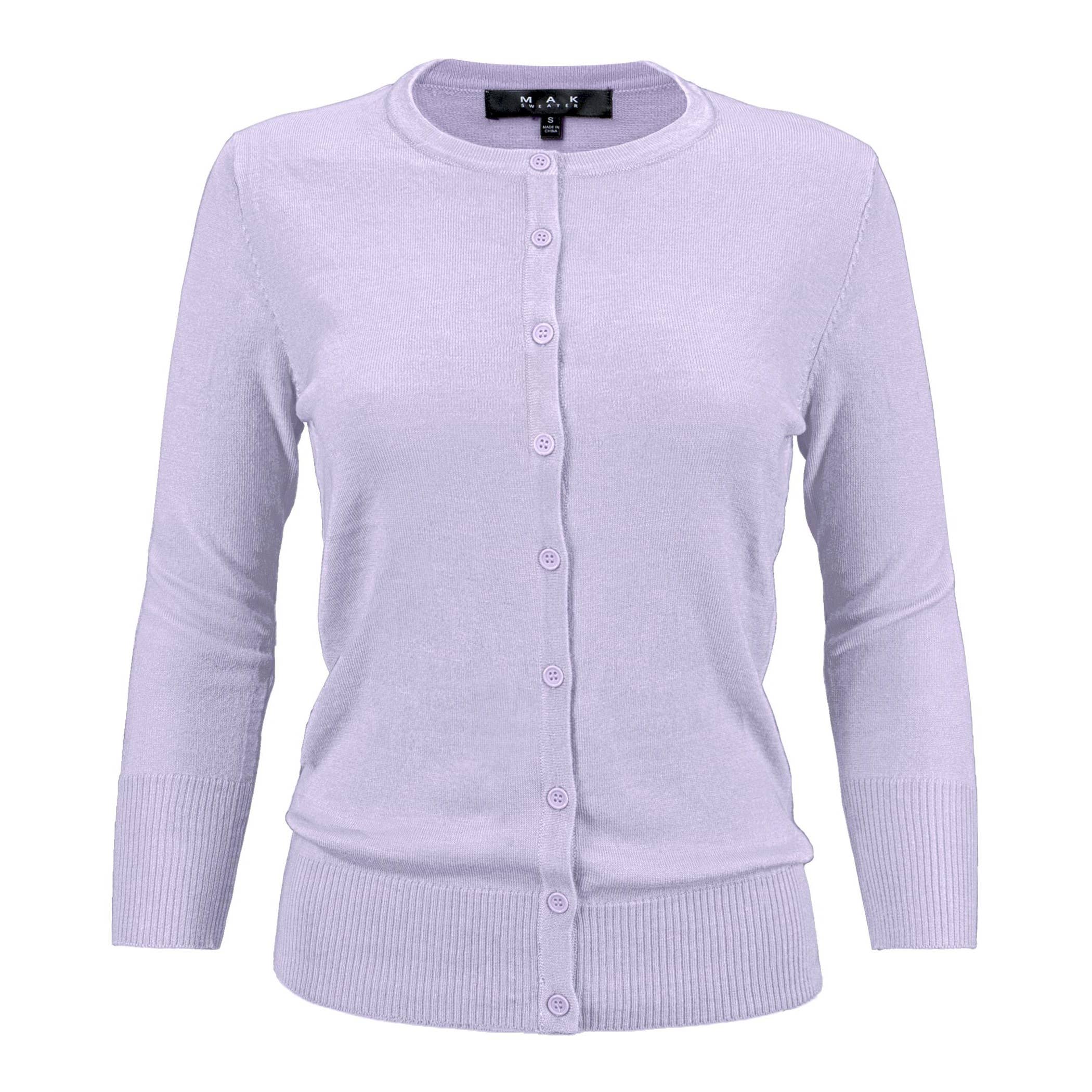 Mak - Wholesale Cardigan - Women's - 3/4 Sleeve Crewneck Plus Size Knit Cardigan Sweater CO079PL38