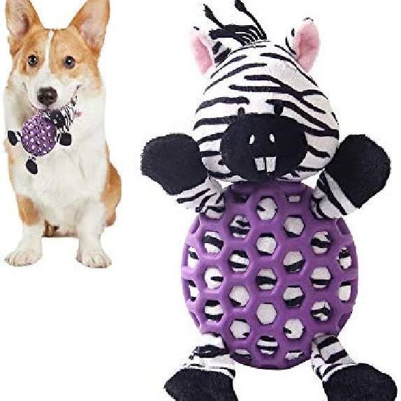 Zebra Squeaky Plush Dog Chew Toy Durable Small Dog (Medium) for wholesale by Supreme Housewares