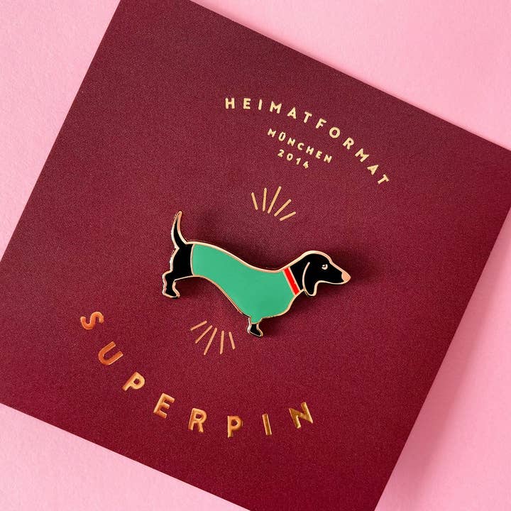 Dachshund Pin Green, Dachshund Gift for wholesale by Heimatformat