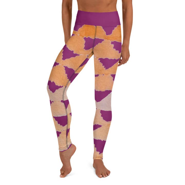 Brown and Wine Yoga Leggings for wholesale by Craftmerce Inc