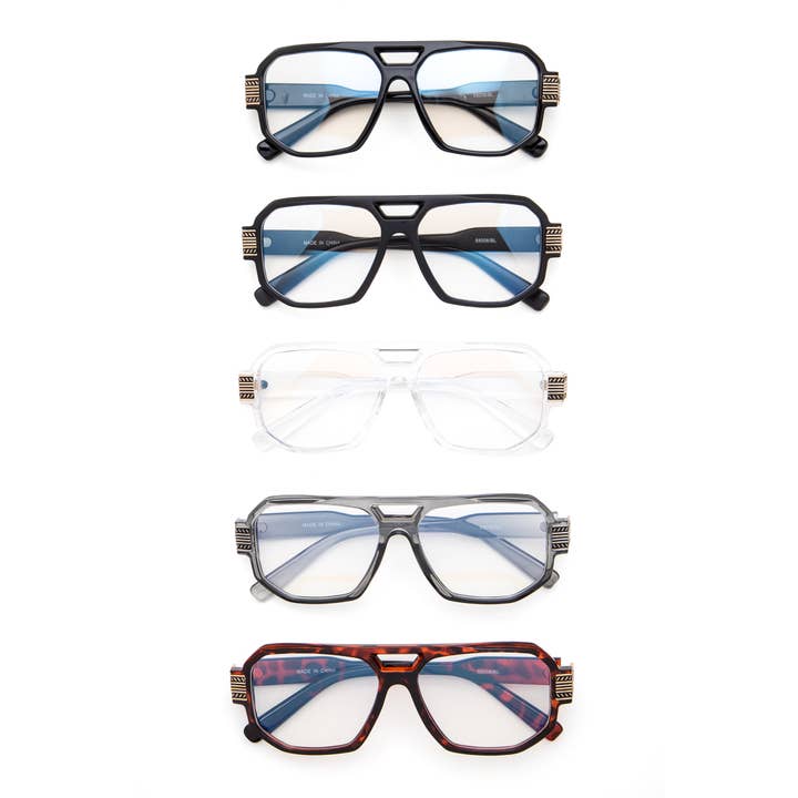 Clear Lens Aviator Pilot Optical Glasses Set for wholesale by LA Jewelry Plaza