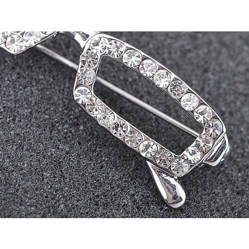 AK Brand – wholesale Brosch – Silverfärgad rektangel Nerdy glasögon brosch Pin