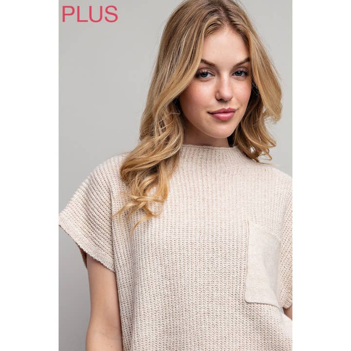 Sweet Generis - Wholesale Knit Sweater - Women's - PLUS DROP SHOULDER RIB-KNIT SWEATER TOP 40