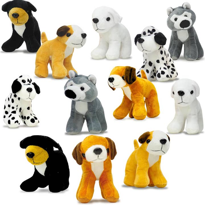 4E's Novelty 12-Pack Assorted 5'' Plush Dog Party Favors – Perfect for Dog-Themed Celebrations for wholesale by 4E's Novelty