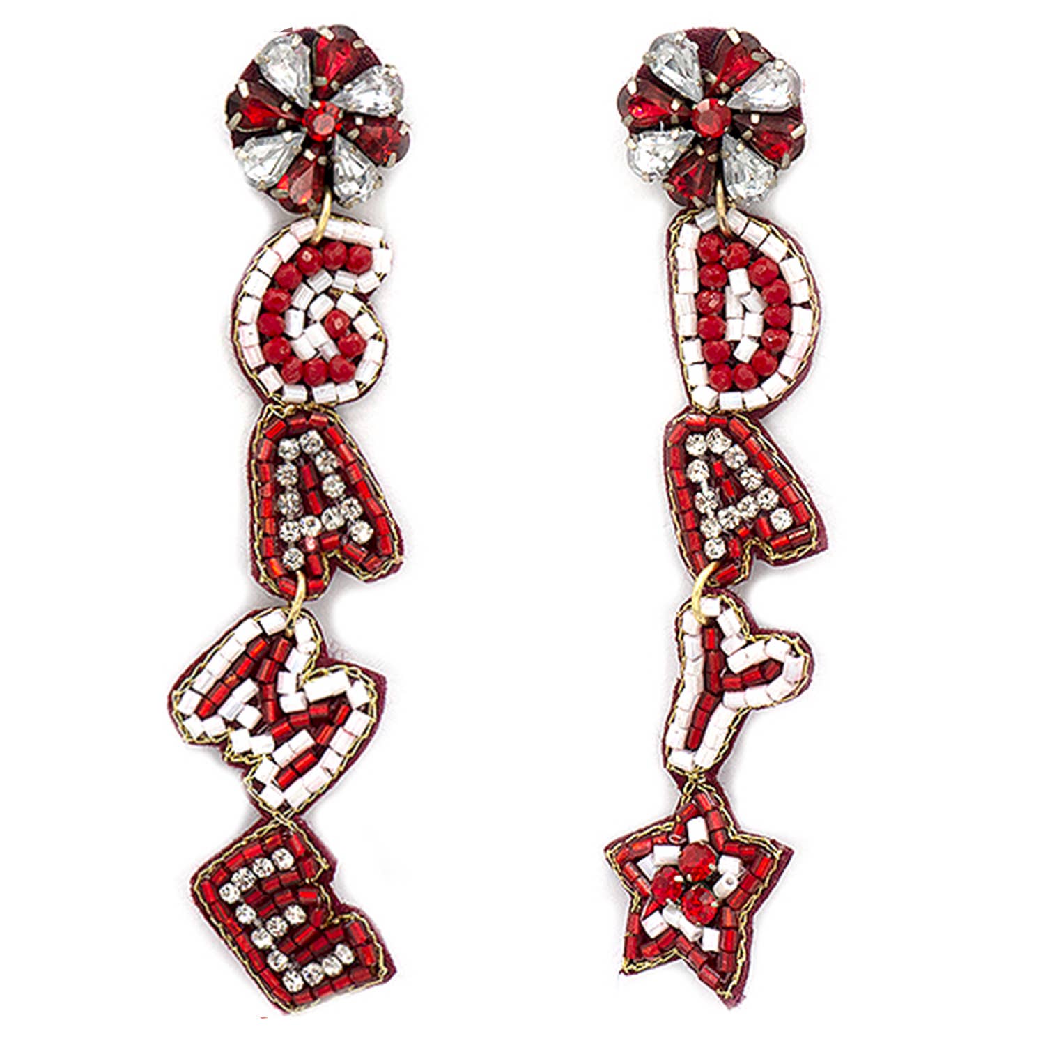 SP Sophia Collection - Wholesale Dangle Earrings - Game Day Letter Beaded Rhinestone Post Earrings 1