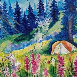 Tent Camping Wood Print for wholesale by Art For The Young At Heart