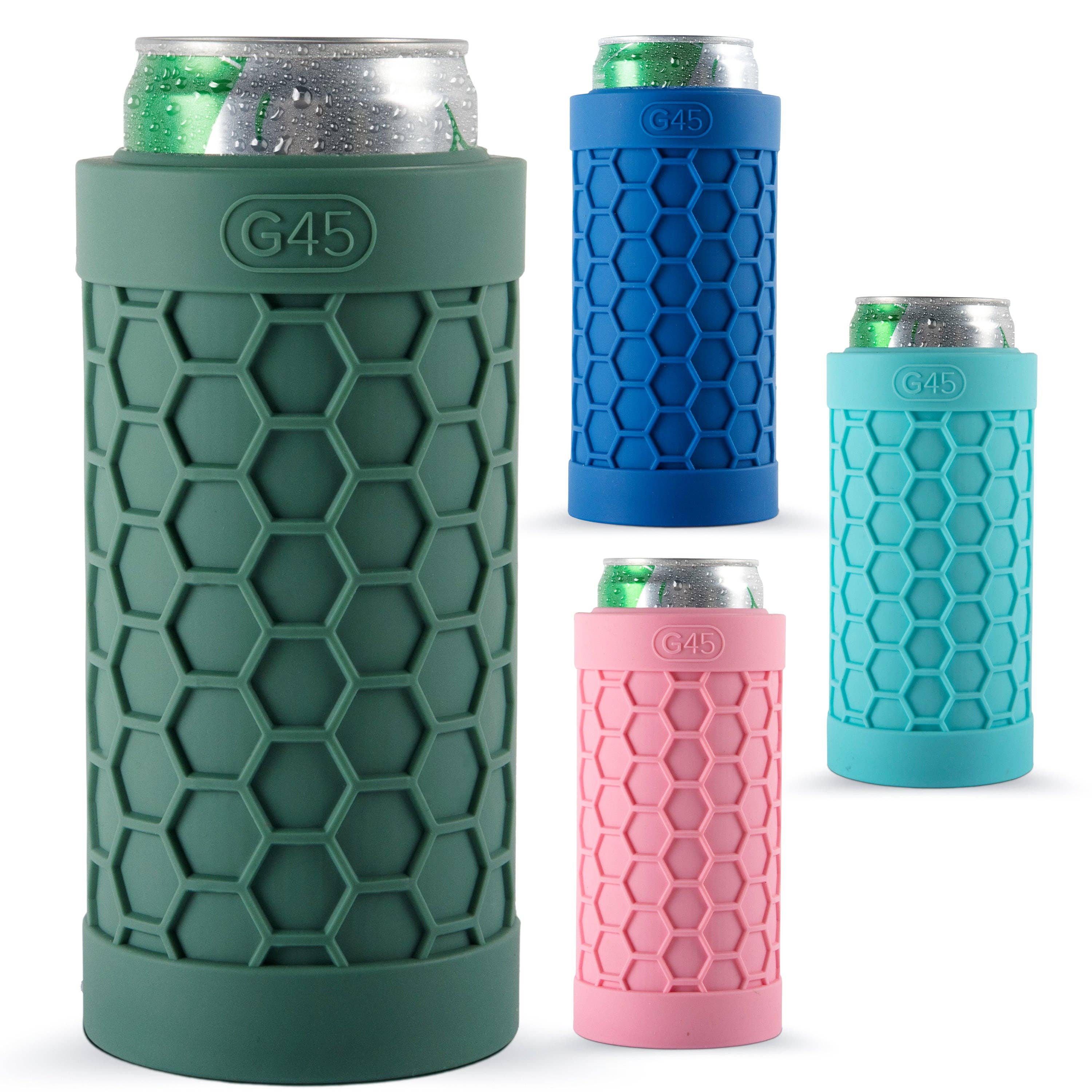 The G45 - Wholesale Drink Huggers & Koozies - G45 Slim Can Cooler, Silicone Rubber, 12 oz Slim Cans2