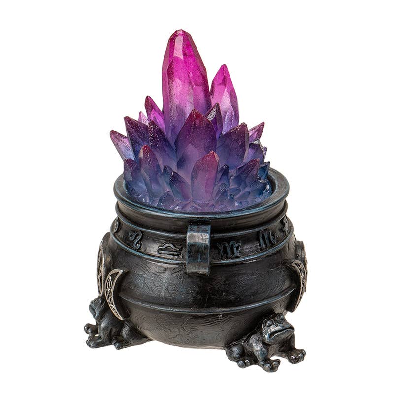 Pacific Trading - Wholesale Decorative Tabletop Object - Triple Moon Magic Cauldron with Light-Up Purple Crystals4