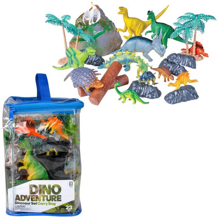 23 PC DINOSAUR SET IN CARRY BAG LLB kids toys for wholesale by La Luna Bella - Toys