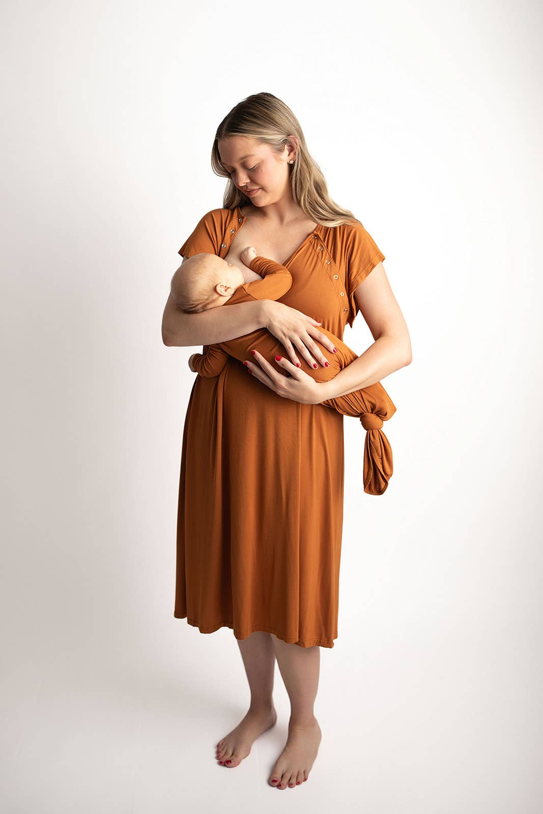 Three Little Tots - Wholesale Dress - Maternity - Saddle Orange Western Mommy Labor & Delivery/ Nursing Gown 8