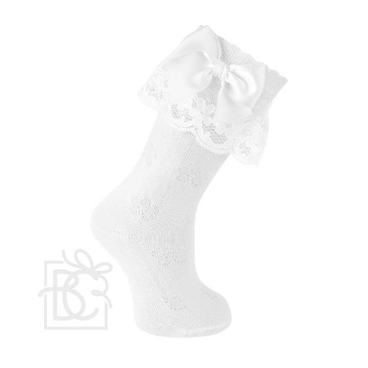 Scottish Yarn Ruffle and Bow Kneehigh Socks for wholesale by Carlomagno