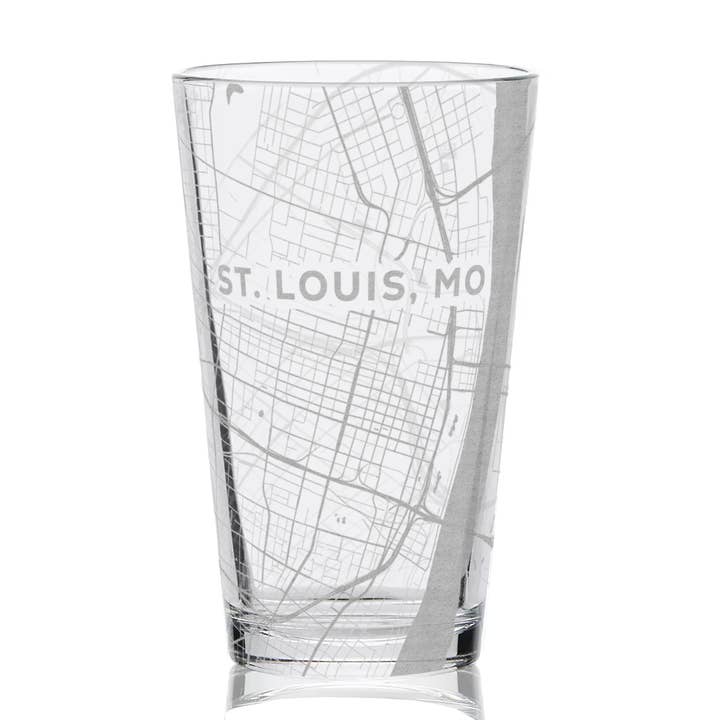 SAINT-LOUIS, MO, carte de la ville gravée, rues, 16 oz, verres à pinte pour la vente par LumEngrave