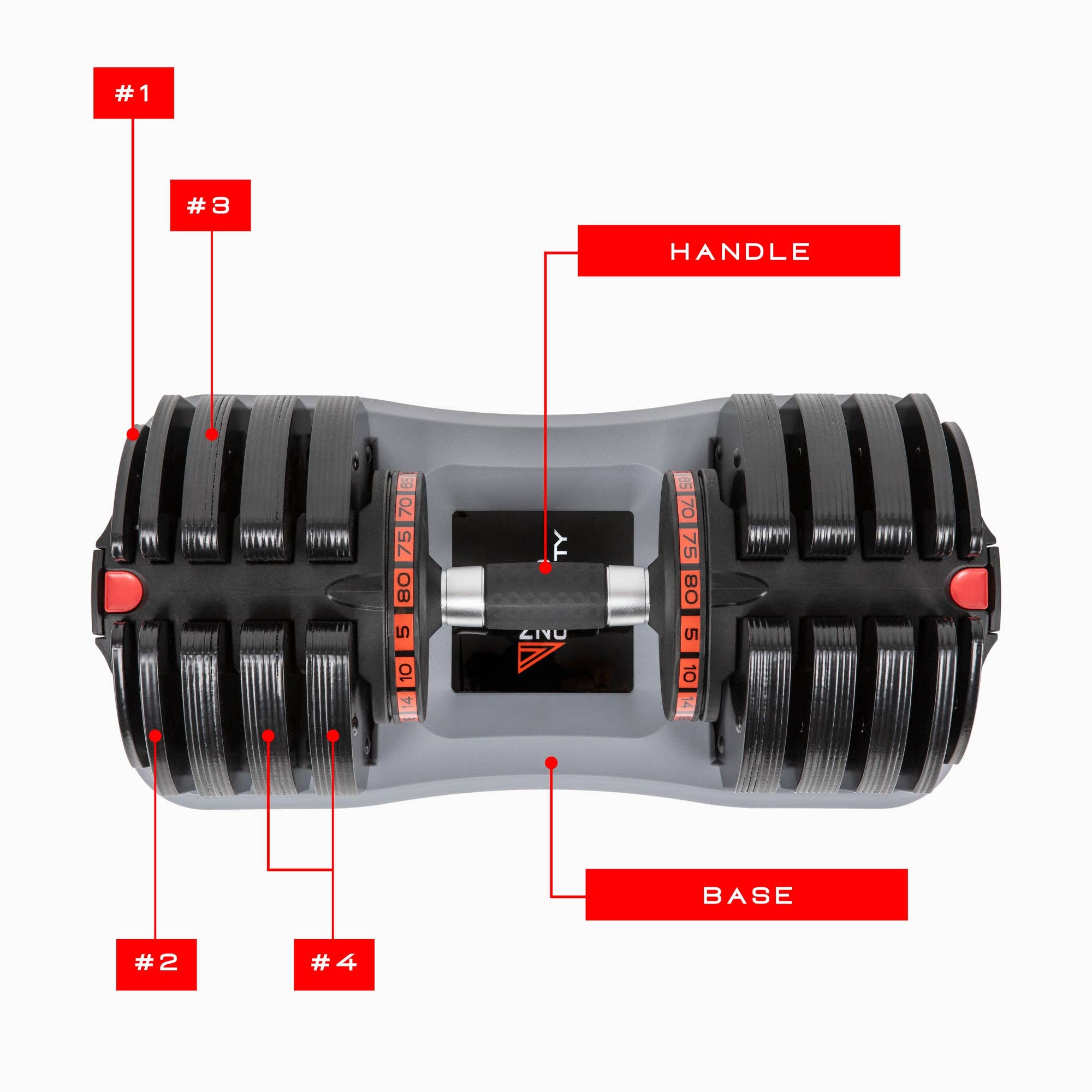 Nonzero Gravity - Wholesale Fitness Equipment - PowerDyne Adjustable 80lbs Dumbbell Parts - Coal6