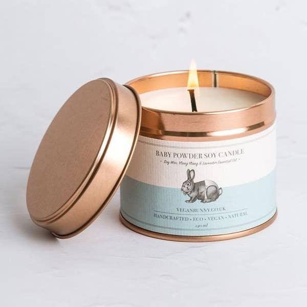 Baby Powder Soy Candle for wholesale by Veganbunny ltd