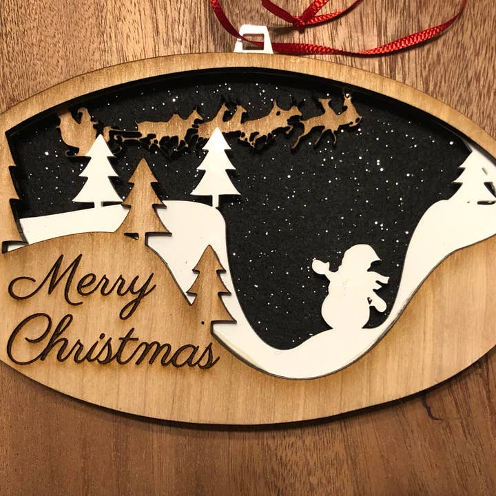 Merry Christmas Ornament for wholesale by Lazer Etched Creations