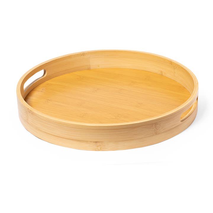 Plateau en bambou avec poignées découpées pour la vente par Fustik