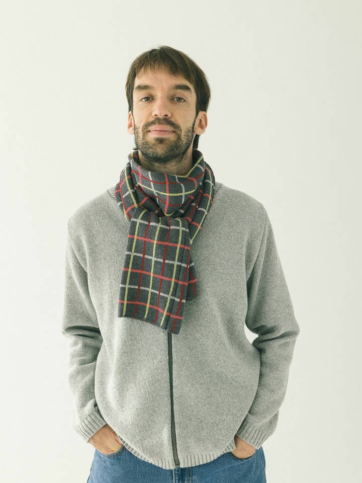 Grijs geruite sjaal voor wholesale door Cent agulles