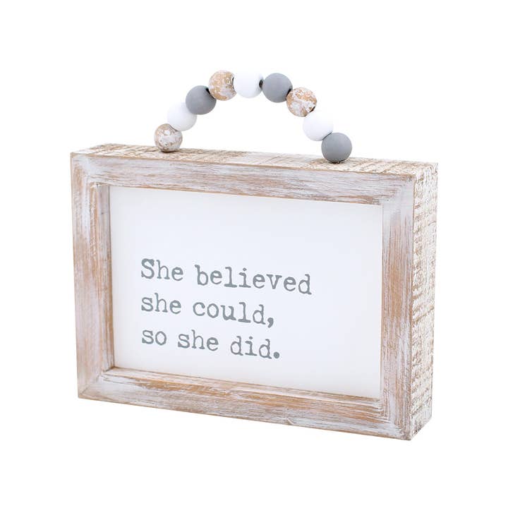 Collins Painting & Design - Wholesale Sign - CA-3821 - She Could Framed Sign w/ Beads
