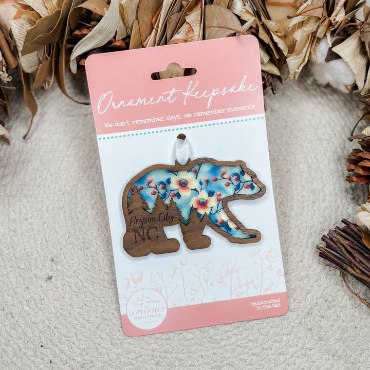 Sun Catcher Ornament - Bear and Dogwood for wholesale by The Cottonseed Marketplace