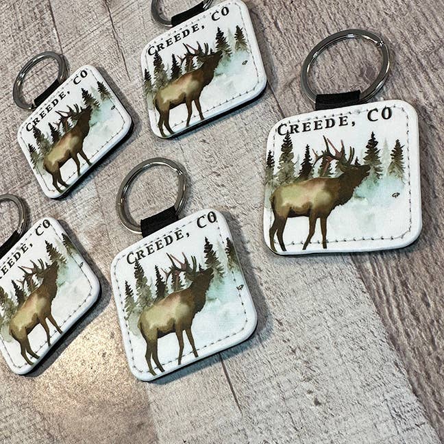 Evergreen trees with Elk Key Ring for wholesale by GP Originals
