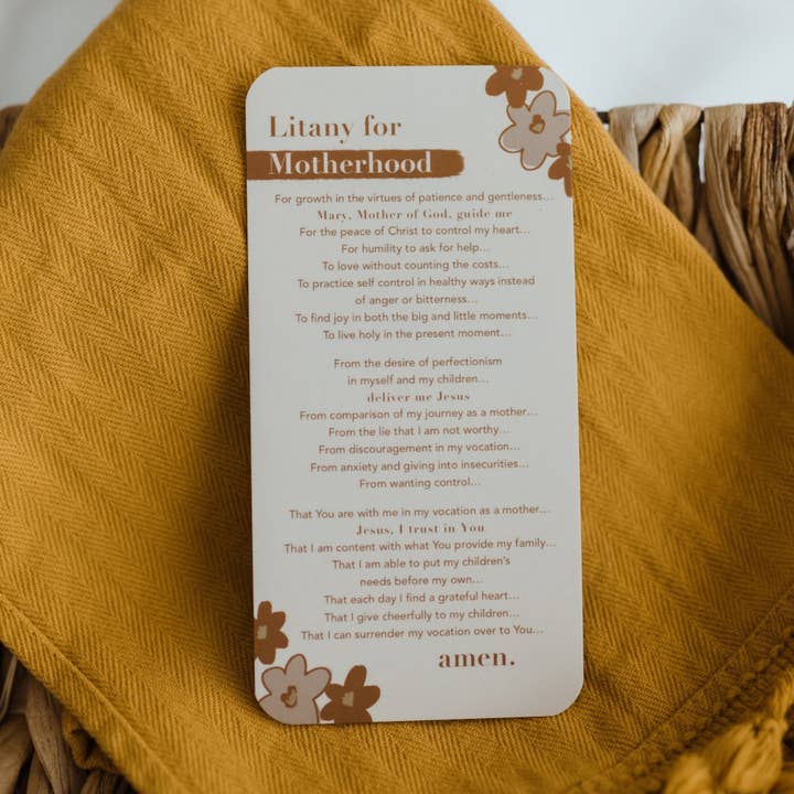 Abundance of Grace - Wholesale Religious Card - Litany for Motherhood Prayer Card