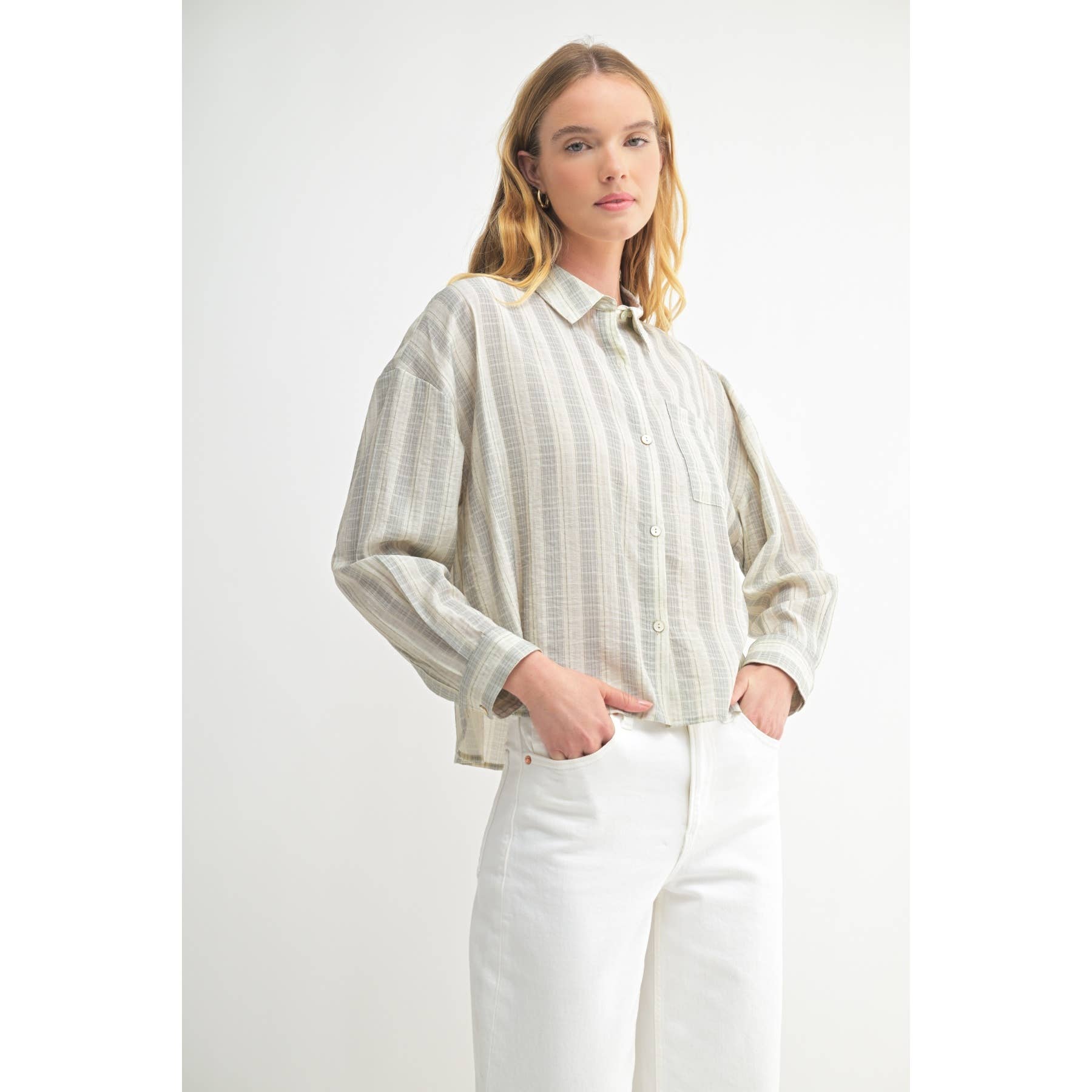 GREY MULTI STRIPE SHIRTS for wholesale on Faire0