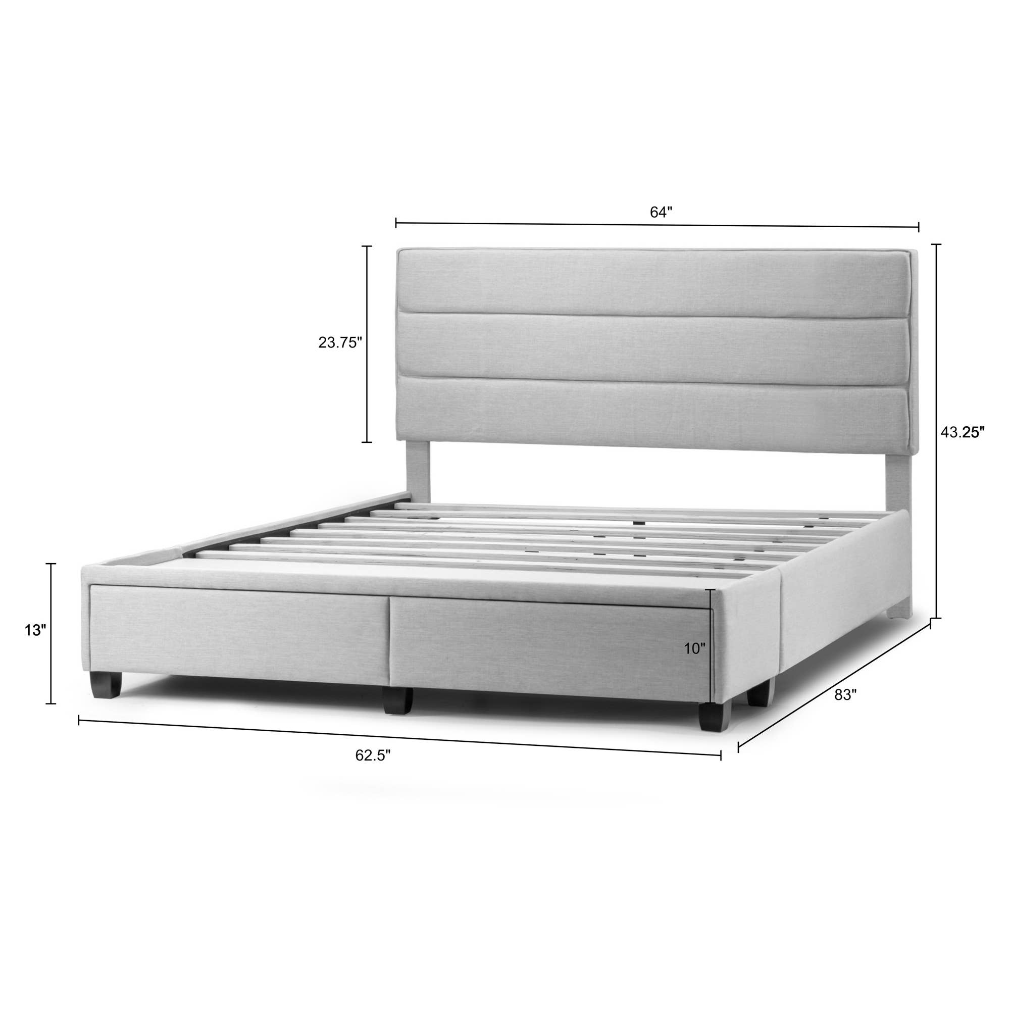 Glamour Home - Wholesale Bed - Arnia Beige Fabric Queen Captain's Bed with Storage Drawers3