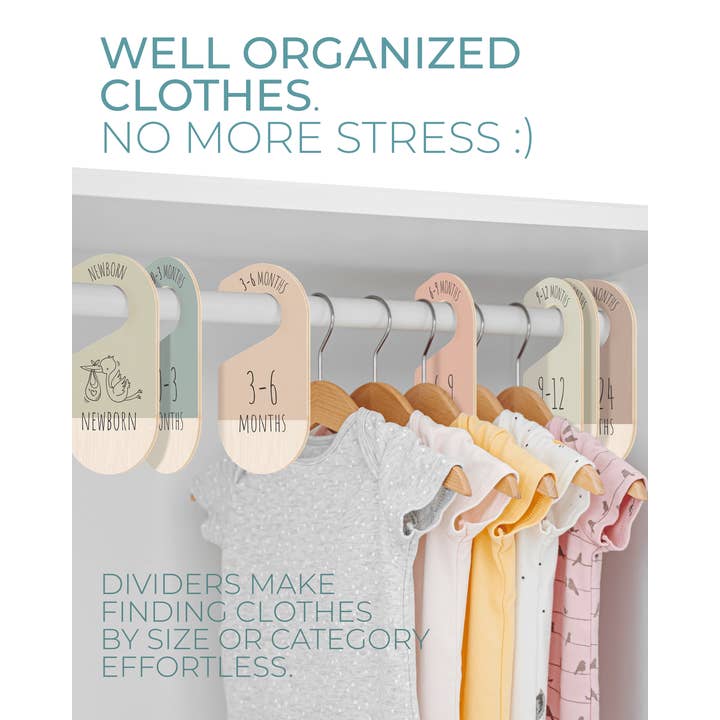 Leib Games – Cabides por atacado – Divisores de Madeira para Guarda-Roupas de Bebê, Organizadores para Armário Infantil4