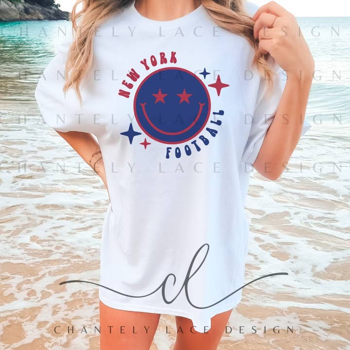 New York Giants Football Smile Groovy Comfort Colors for wholesale by Chantely Lace