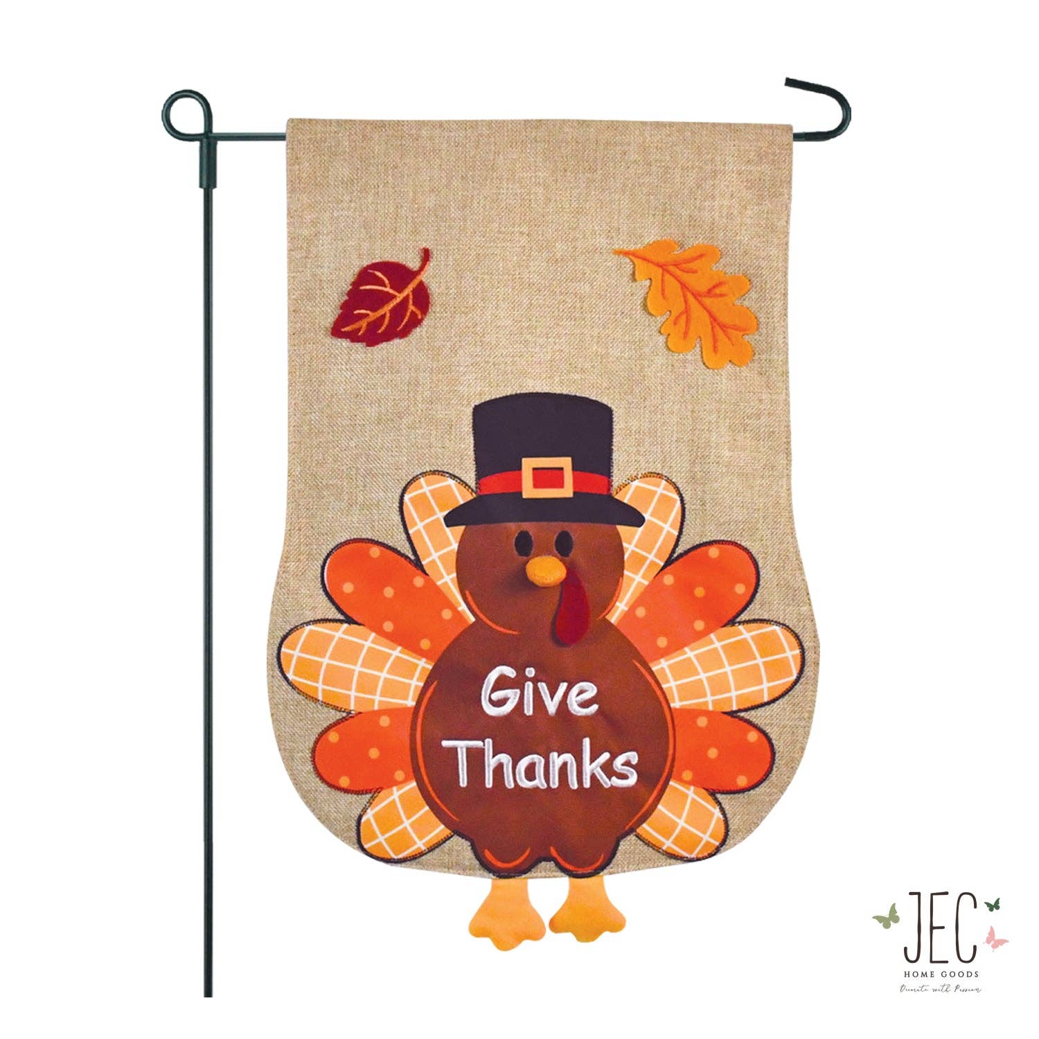 JEC Home Goods Inc - Wholesale Flag - Thanksgiving Fall Turkey Burlap 2-Sided Garden Flag 12.5x18"2