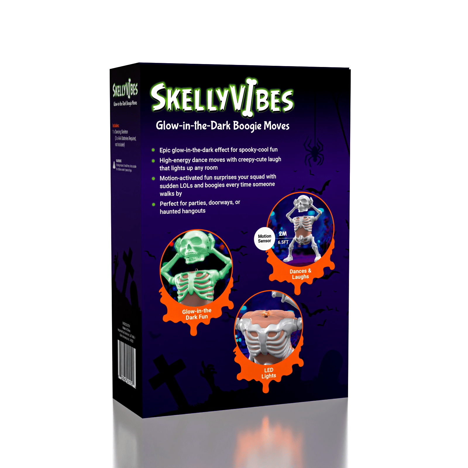 Showcase - Wholesale Gag Gift/Novelty Gift - SkellyVibes Glow-In-The-Dark Dancing Skeleton - Lights Up & Laughs!1