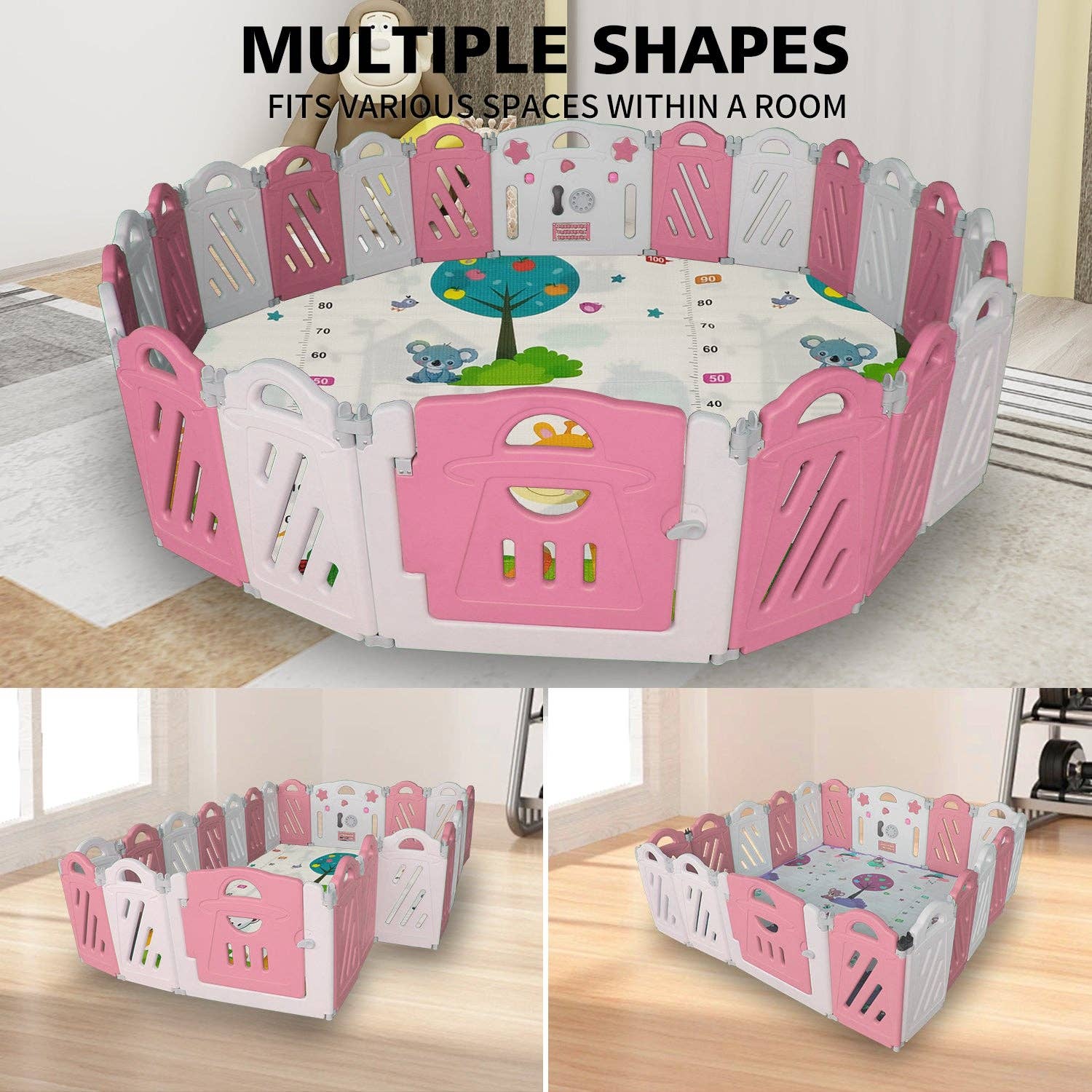 39F Inc. - Wholesale Toy Set - Kids - Foldable 16+2 Panel Baby Playpen with Safety Gate2