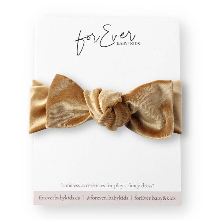Faixa de cabelo com nó de veludo champanhe por atacado de forEver baby+kids