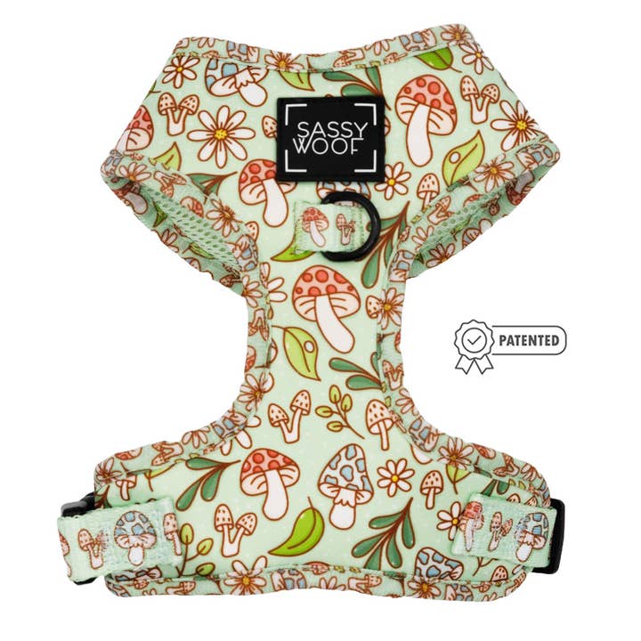 Dog Adjustable Harness - Shrooms & Blooms for wholesale by SASSY WOOF