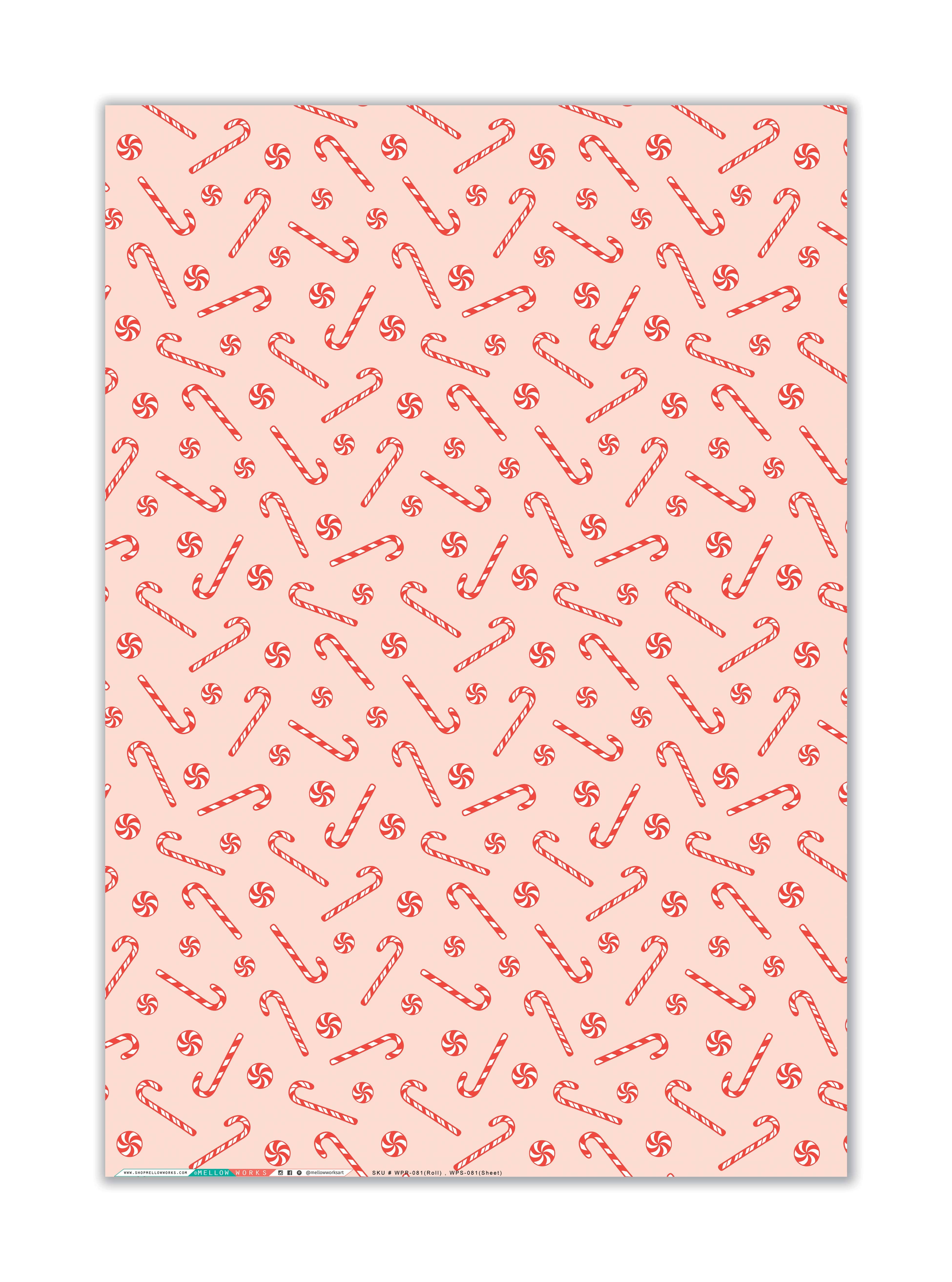 MELLOWWORKS - Vente Rouleau de papier cadeau - Papier cadeau de fête CANDY CANE LANE (ROULEAU)1
