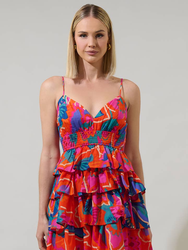 Kahlia Tropics Mavey Ruffle Mini Dress for wholesale by Sugarlips