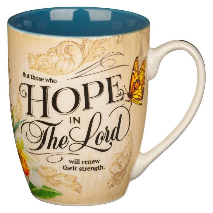 Christian Art Gifts - Vente Tasse à café - Ensemble de 4 tasses Hope, Trust, Faith, Love Floral2