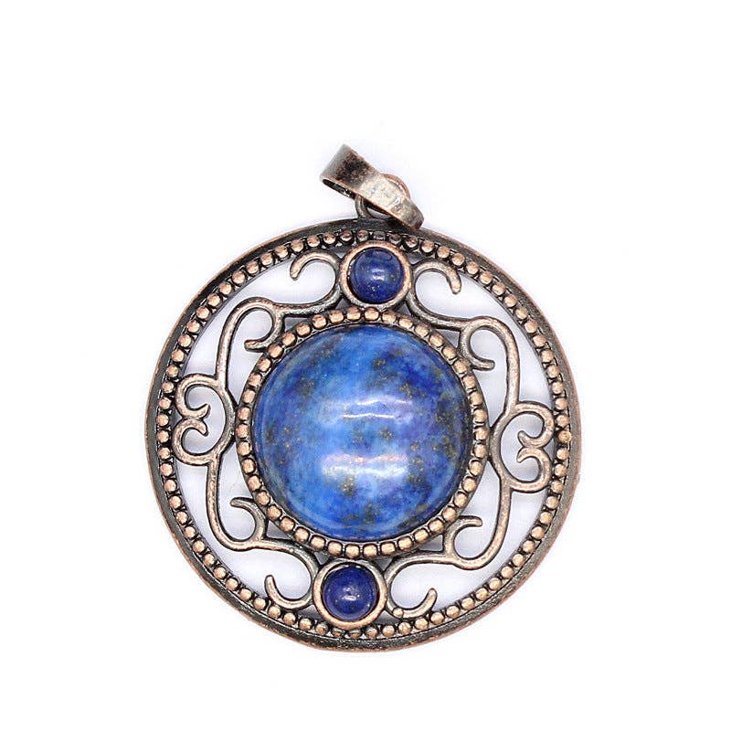 Mio Queena - Wholesale Individual Charm/Pendant - Vintage Natural Stone Hollow Circular Charm  Pendant - CS10
