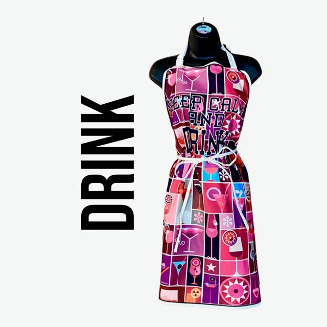 TABLIER KEEP CALM AND DRINK EXCLUSIF pour la vente par Maida Designs